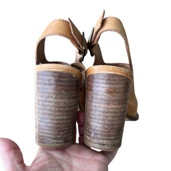 Madewell Tan Leather Peep-Toe Slingback Block Heel Sandals | Size 37 (6.5–7) - Picture 6 of 13